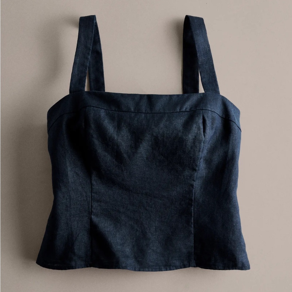 100% European Linen Fitted Tank XS